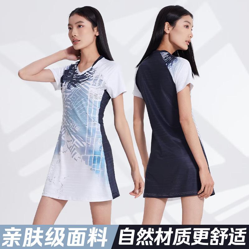 Women's tennis clothes, dress sets, short-sleeved training clothes, printed sports clothes, competition clothes, badminton clothes, quick-drying