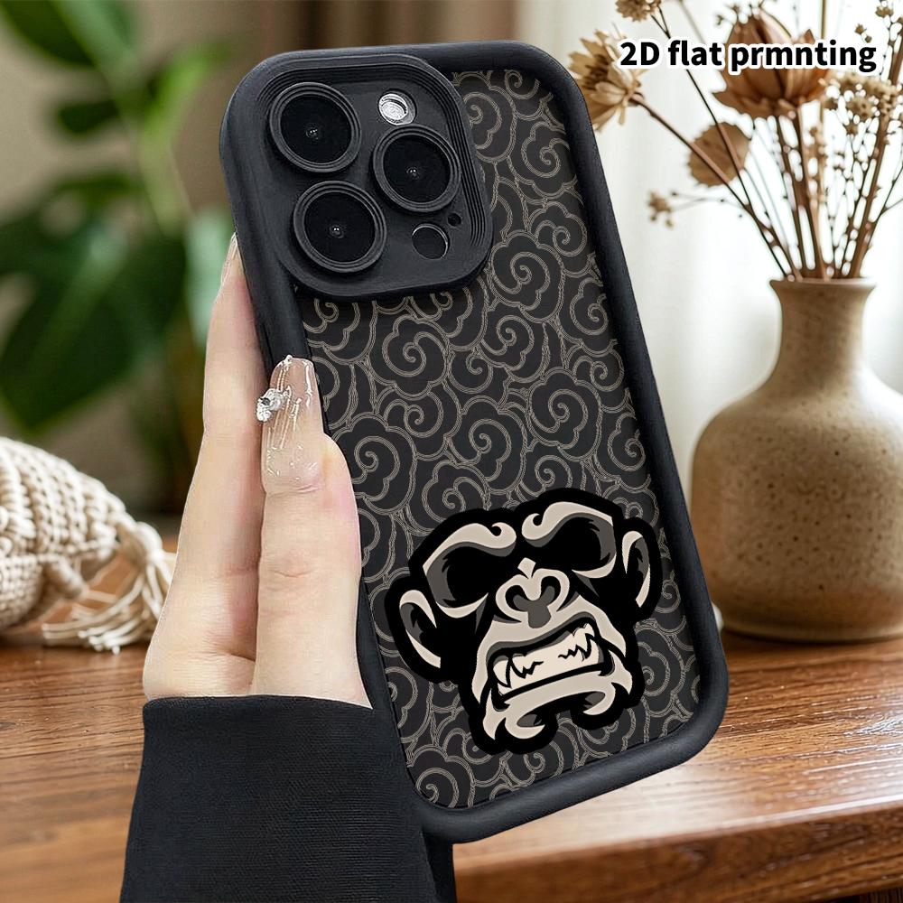Phone Case: 2D Flat Design Suitable for iPhone 18 17 16 15 14 13 Pro Tiered Protective Case, Monkey King Face Mask, Christmas and Halloween Gift