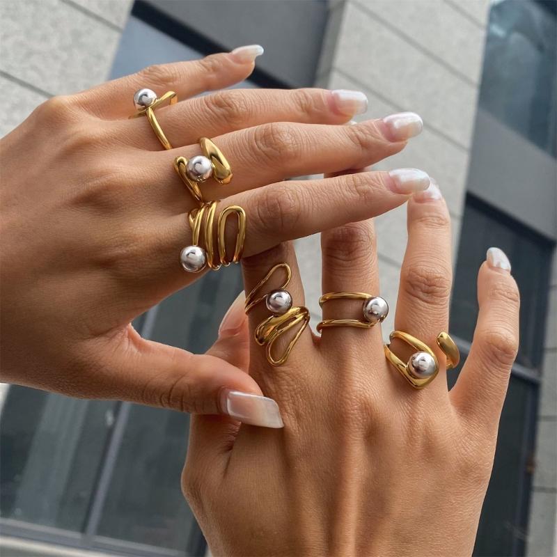 Anello Moderno Minimalista Vuoto Linea Irregolare Misura Flessibile Accessorio in Acciaio Inossidabile Per Occasioni Casual O Formali