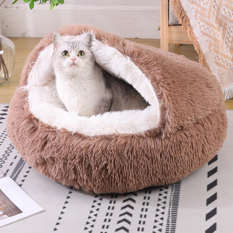 Pet Nest Winter Warm with Cover Pet Pad Anti-kick with Own Quilt Kennel Semi-closed Soft Half Pack Cat Nest
