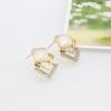 European American Fashion Geometric Square Rhinestone Cat's Eye Stud Earrings for Women