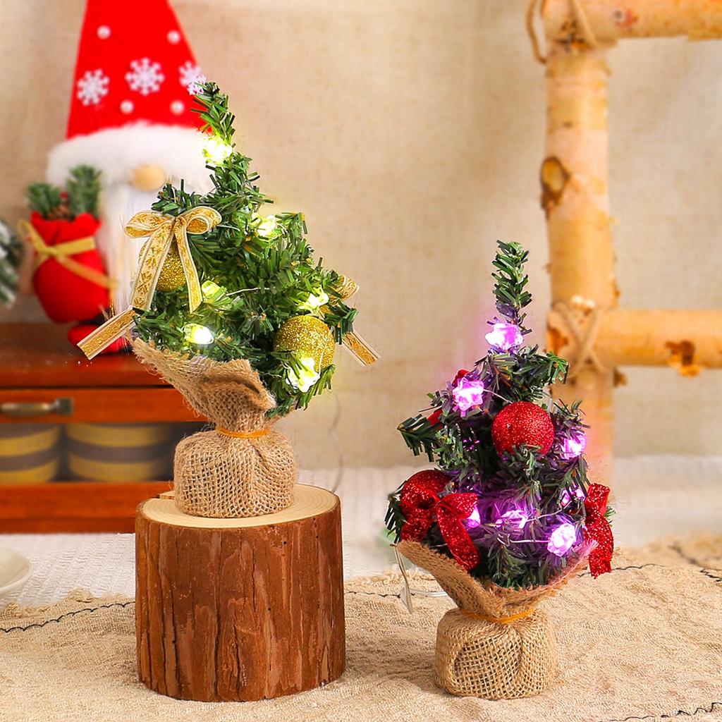 Mini Desktop Christmas Tree Seasonal Decor With LED Light Miniature Table Christmas Tree For Office Home Store Dormitory Bedroom