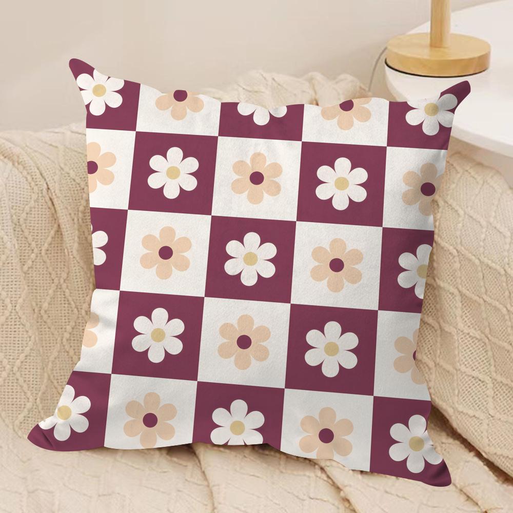 

Sweet Retro Geometrical Florals Cushion Cover Short plush Doublesided Print Square Throw Pillow Covers Sofa Home Cushion Decor 30x30cm