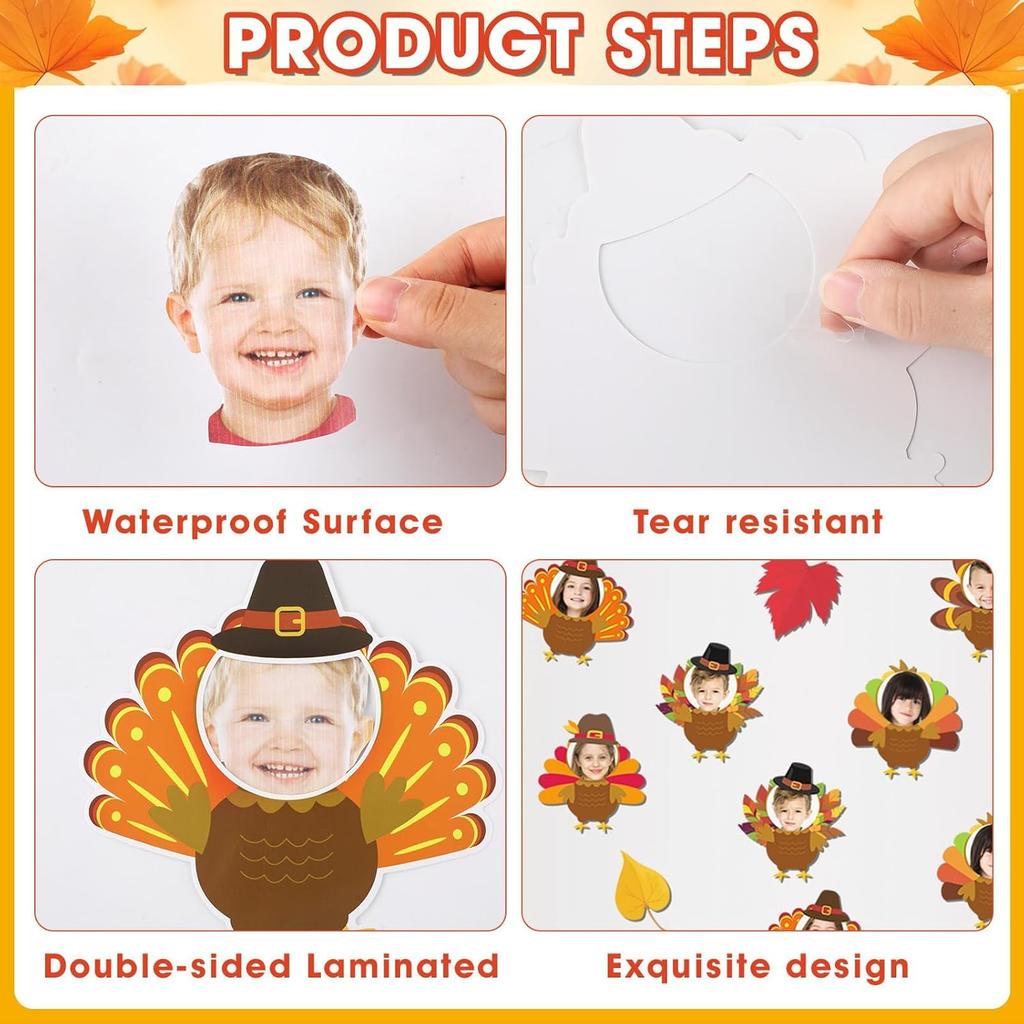 Thanksgiving Turkey Bulletin Board Door Decorations Thankful for These Turkeys Classroom Door Poster DIY Photo Crafts Paper Cutouts Back to School