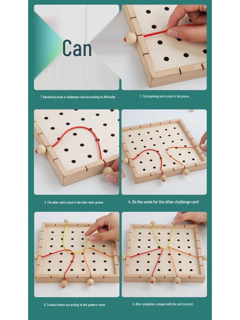 Elastic Rope Stringing Game for Preschoolers: Concentration and Logical Thinking Building Blocks