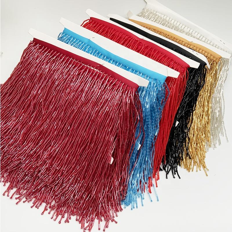 High Quality 14cm Fringe Trim Long Beaded Tassel Decorative Fashion Accessories for Dress