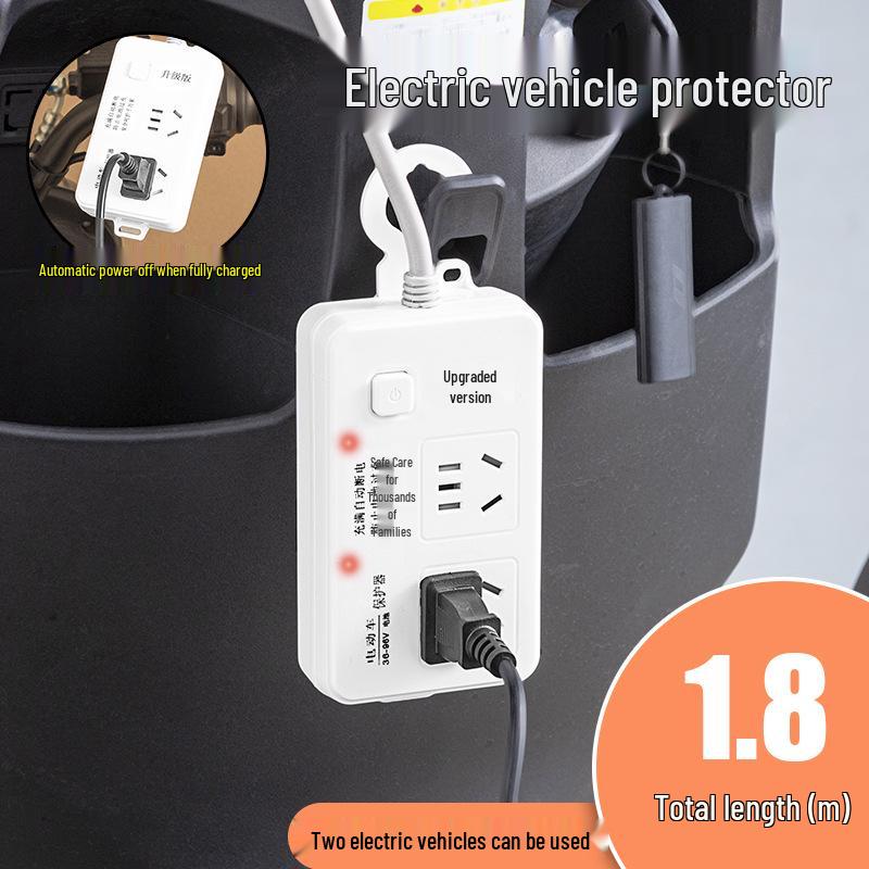 Smart Socket with Auto-Off Electric Vehicle Charging Protector – Anti-Overcharge Extension for E-Bikes