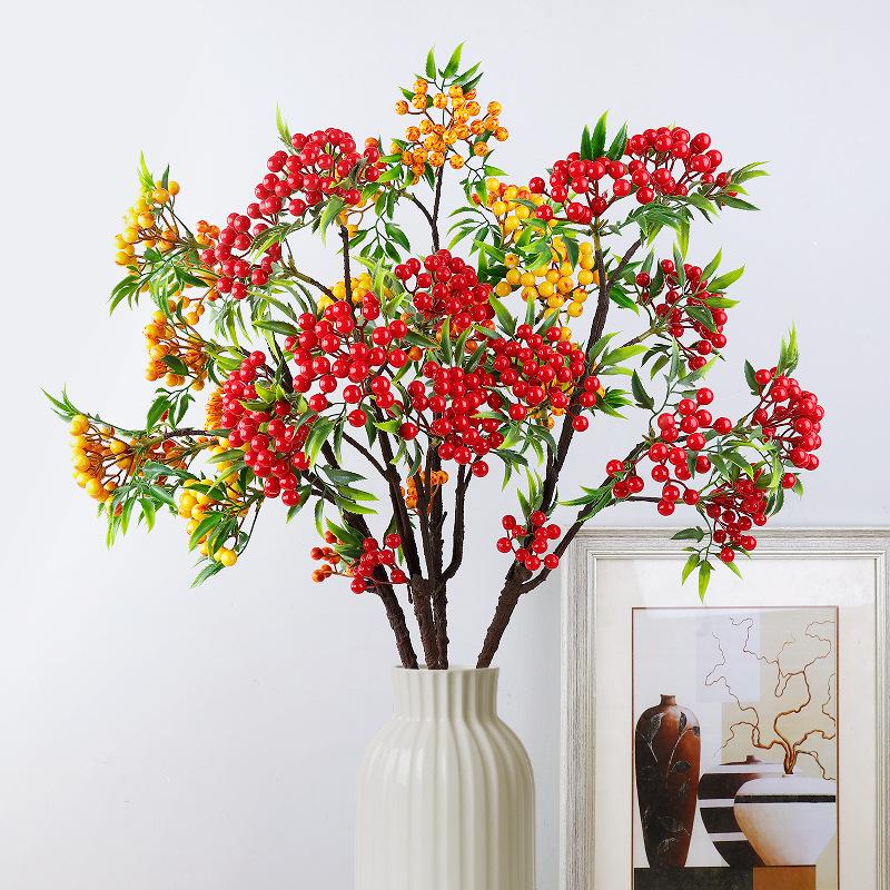 Simulation holly fruit big branches shake money fruit, New Year's decoration Spring Festival lucky bucket flower arrangement accessories