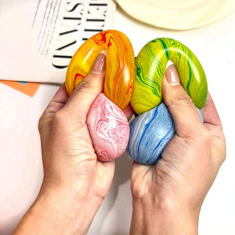 Creative Flow Pattern Egg Cute Bear Maltose Pinch Fun Easter Adult Stress Relief Toy Home Decoration Pinch Stress Relief Ball