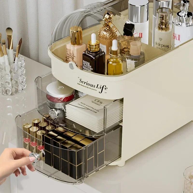 New Cosmetics Storage Box Large Capacity Skin Care Products Storage Box Desktop Lipstick Box Shelf Crack Dust Box