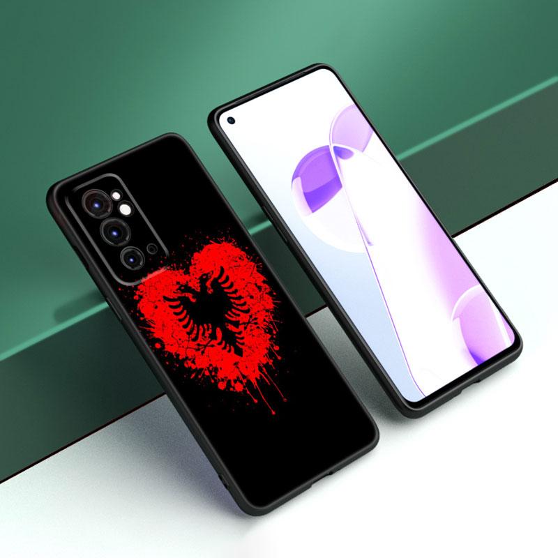 Albania Flag Black Silicone Phone Case For OnePlus 9R 10R 11R 12R ACE 2 Pro 2V 3V Nord CE 2 3 Lite 4 N10 N20 N30 SE 5G