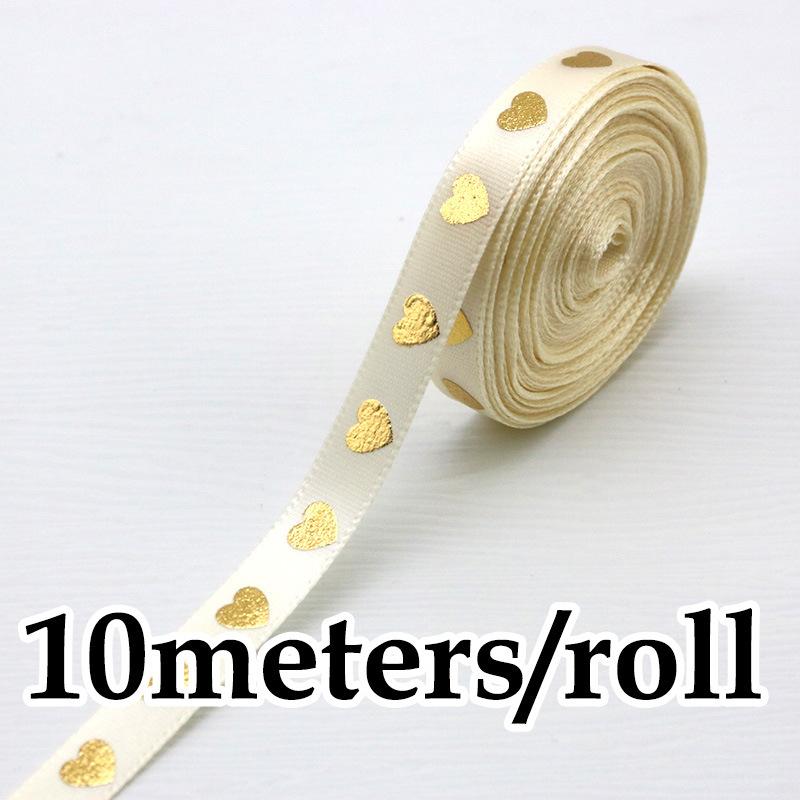 

10 Meters/roll 1Cm Hot Stamping Peach Heart Ribbon Love Ribbons Valentine s Day Packaging Handmade Gift Packaging Decoration New 10M