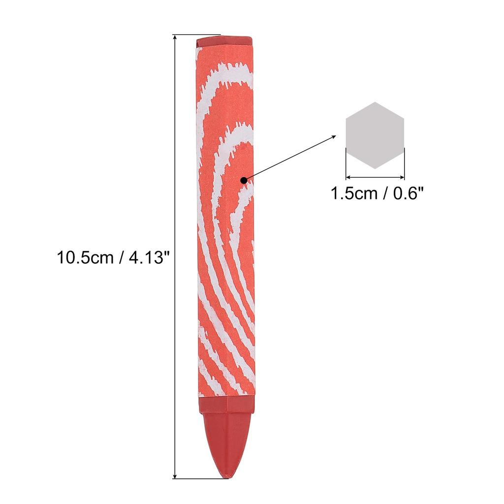 PATIKIL Holzmarkierung 24 Stück Sechseckige Wachsreifenmarkierer Zeichenkreiden für Rote Kreiden, 4,1"x0,6" Holz, Glas, Keramik, Karton, Stoff, Stein,