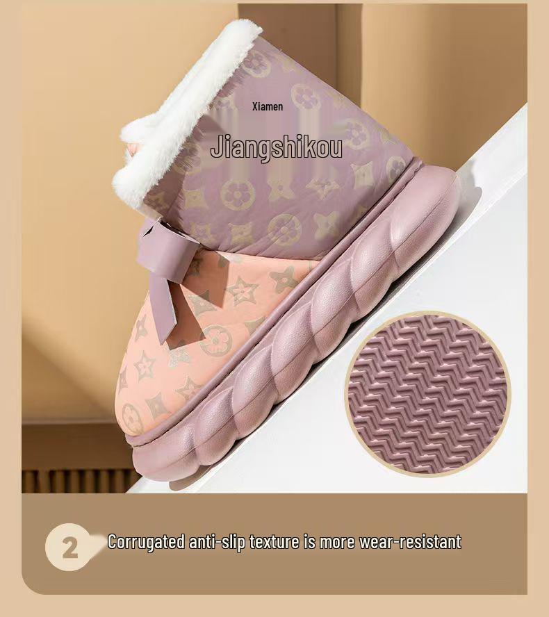 Women's Warm Waterproof Velvet-Lined Snow Boots - Non-Slip, Fashionable Thick Sole