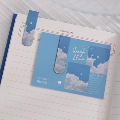 2Pcs Magnetic Bookmark Romantic Cloud Sky Landscape Simple & Literary Book Marker Clip for Book Lover Cute Book Paging Marker Magnet To Locate