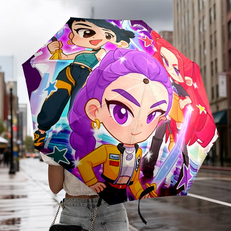 Kpop Cartoon Umbrella 8-Frame for Travel, Camping, Casual Lightweight Portable Umbrella, Essential for Every Family Holidays Gift
