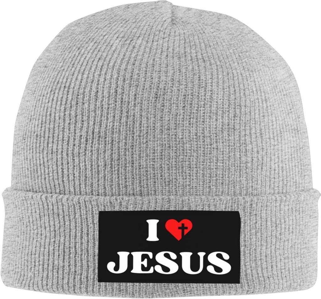 I Love Jesus Knit Hat Christ God Christian Knit Hat For Unisex Women Warm Winter Hats Beanie Fashion Cap