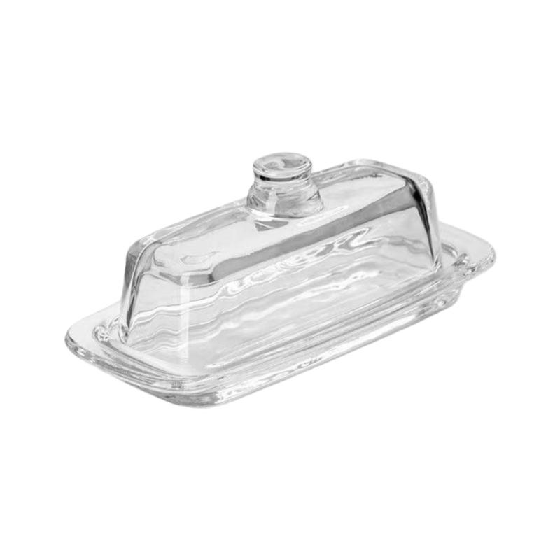 Glass Butter Dish Lid Included Elegant Plate for Butter Storage and Snacks Serving Practical Kitchen Tool