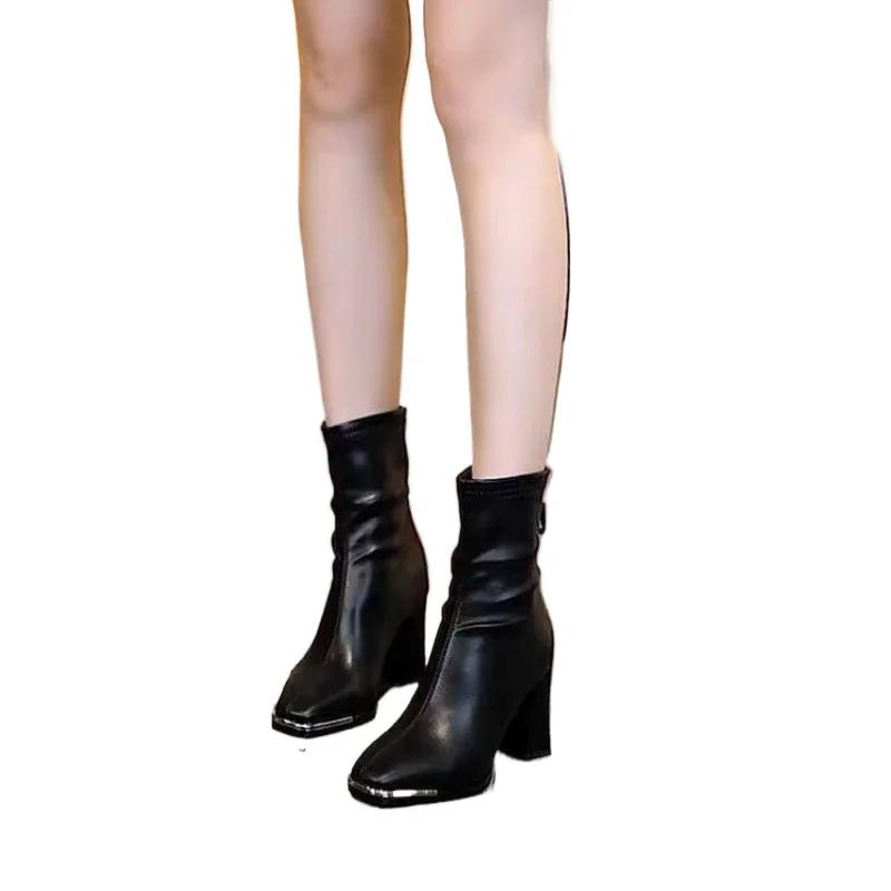Fashion Winter High Quality Soft PU Leather Women Ankle Boots Pointed Toe Thin Heels Fashion Ladies Pole Dancing Botines