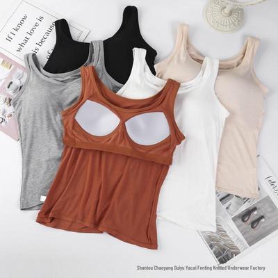 Women's Modal Sports Vest with Built-in Bra and Chest Pad - No Steel Ring, Anti-Exposure Design