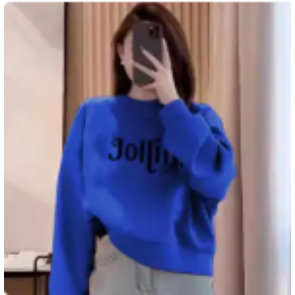 

Новая короткая толстовка с капюшоном Hua Cotton High Waist, женская свободная корейская универсальная футболка S синий