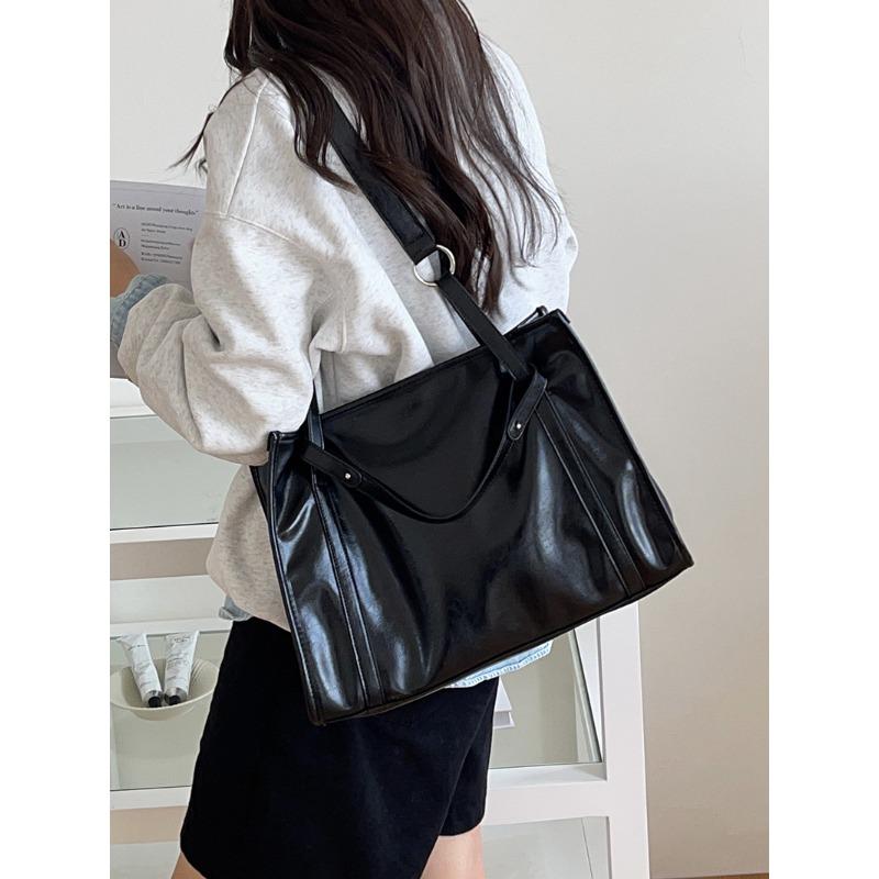 

Простая ретро-текстура, большая вместительная сумка для поездок на работу, квадратная студенческая универсальная сумка-тоут, ручная сумка через плечо, модная