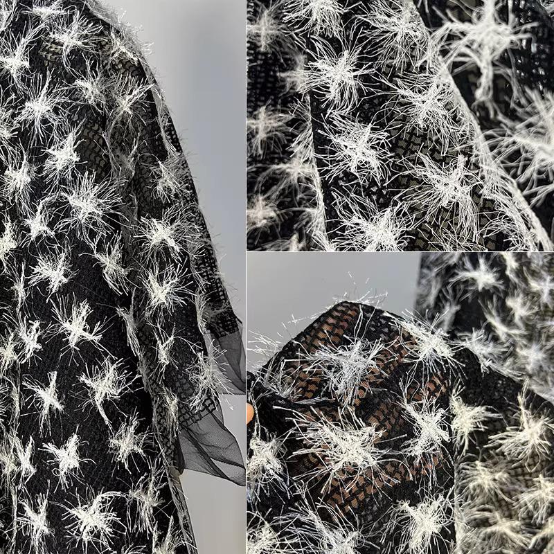 1yard Weaving Mesh Fabric for Clothing 3D Dandelion Embroidery Tissu Wedding Dress Cheongsam Matirial Fabric for Dress
