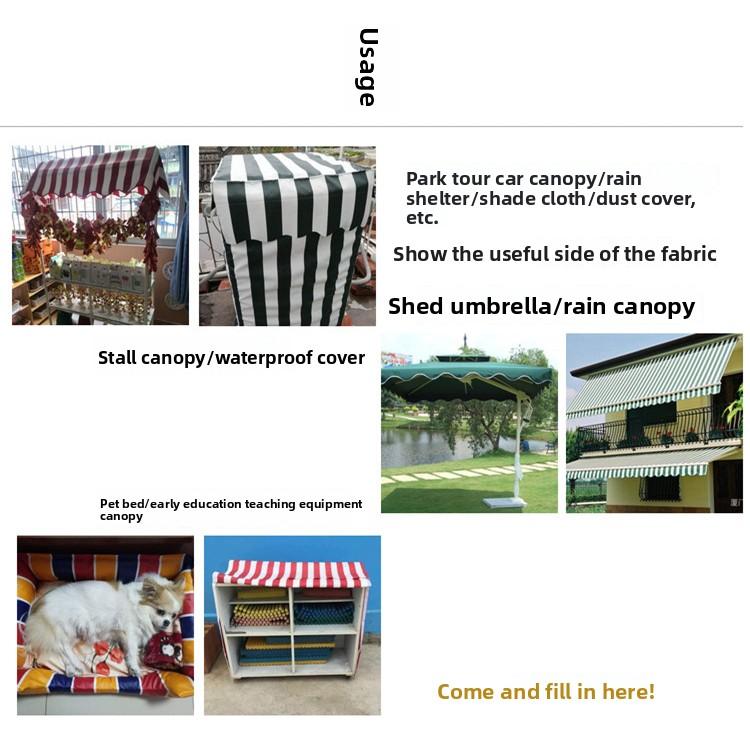 Thickened Waterproof Plain Weave Sunshade Retractable Striped Rain Canopy Fabric Outdoor Sun Blocking Rainproof Material 600D...