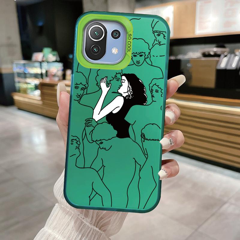 Smiling Face Case For Xiaomi Mi 11 Lite 5G NE 13T PRO 14T Redmi A5 A1 A2 9A Poco C71 Shockproof Hard Back Cover Line Art Sketch