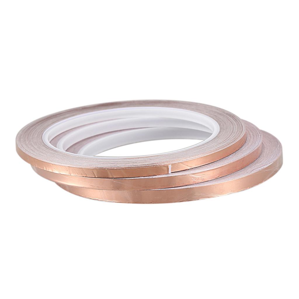 ABBY-3Pcs 20 Meters Single Side Conductive Copper Foil Tape Strip Adhesive Emi Shielding Heat Resist Tape(4Mm/5Mm/6Mm)