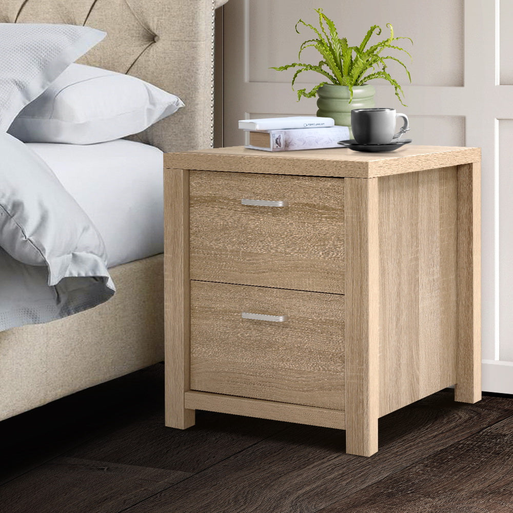 Bedside Tables Artiss Bedside Table Lamp Side Tables Drawers Nightstand Unit Beige Wood