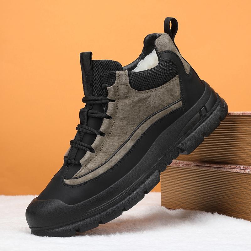 

Модные мужские ботинки на шнуровке, британские повседневные кожаные ботинки на платформе, мужские черные мотоциклетные ботинки, зимние удобные, сохраняющие тепло, мужские ботильоны 44 хаки