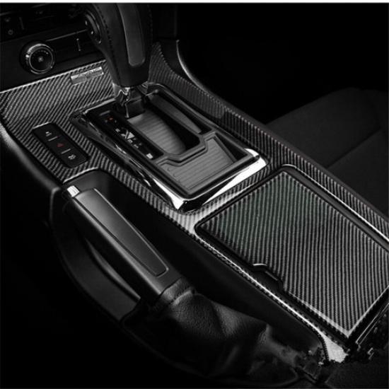3Pcs For Ford Mustang 2009-13 Carbon Fiber Interior Gear Shift Box Panel Cover