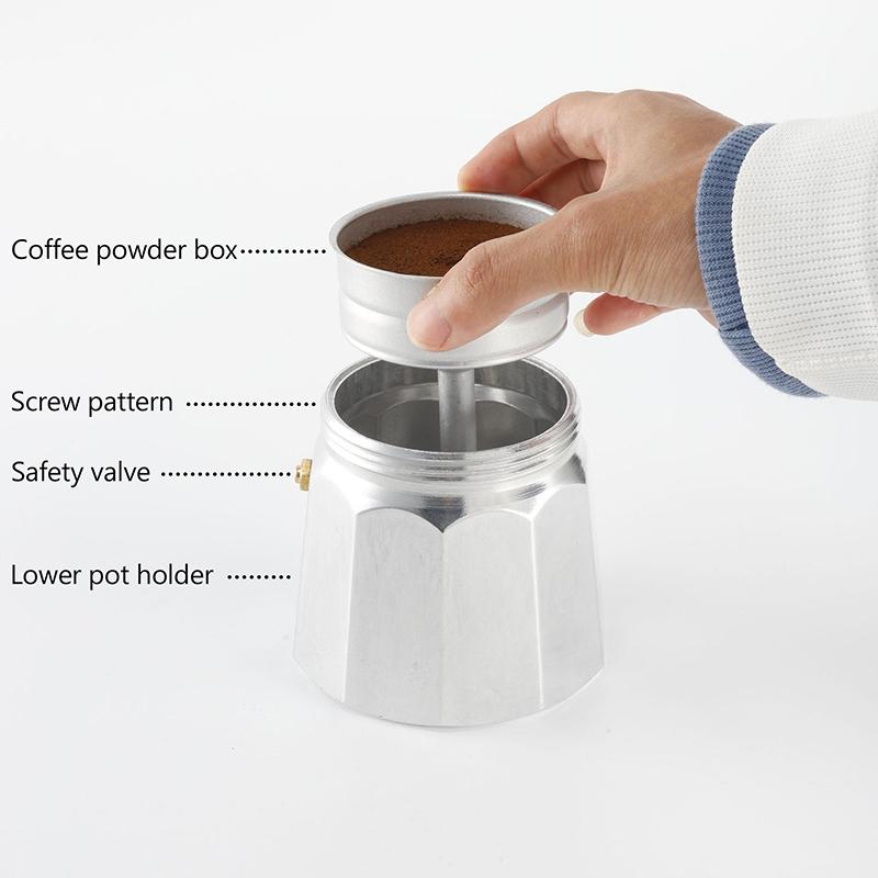 Coffee Kettle Household Italian Octagonal Moka Coffee Tea Pot Office Home Travel Outdoor Camping Tableware Equipment