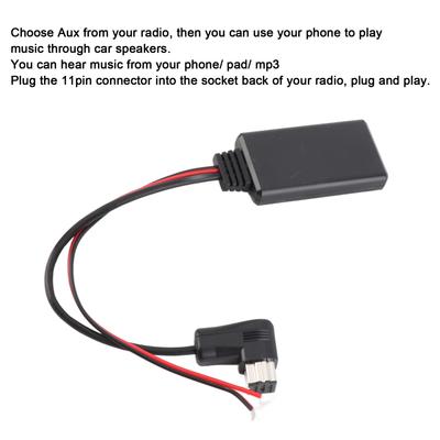 Receptor de Áudio Bluetooth para Carro 11 Pinos Adaptador de Cabo AUX para Música Substituição para Entrada IP‑BUS de Rádio Receptor de Áudio Bluetooth