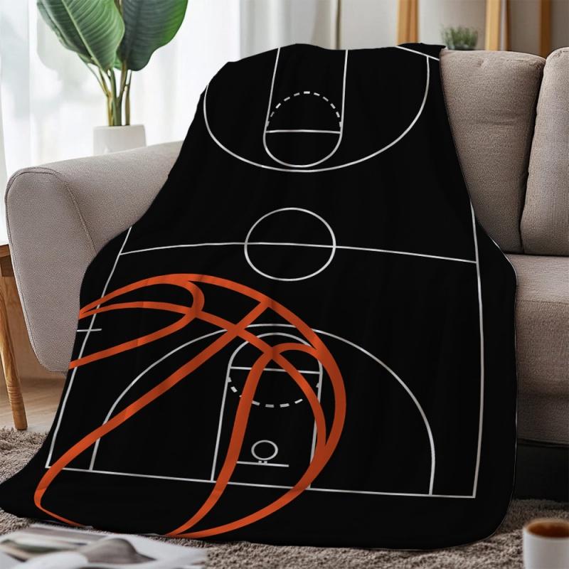 Black White Soccer Ball Print Flannel Blanket Sports Theme Soft Cozy Sofa Bed Throw Blanket