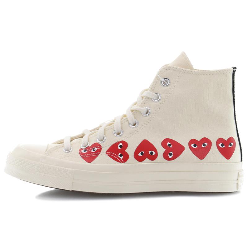 Converse 1970s Des Garçons Play Red Heart String High Top Espadrilles Unisex White
