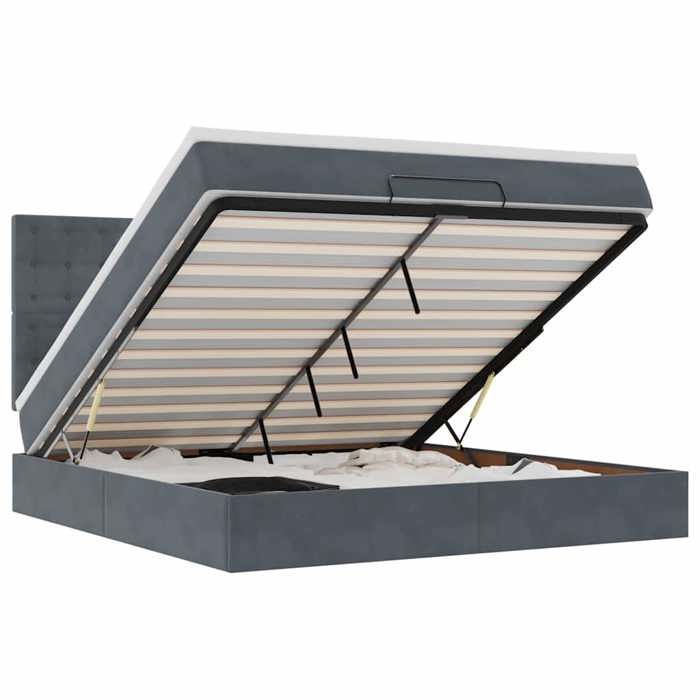 VidaXL Cadre de lit ottoman avec matelas gris foncé 180x200cm velours, cadre de lit, cadre de lit rembourré, cadre de lit 3313632