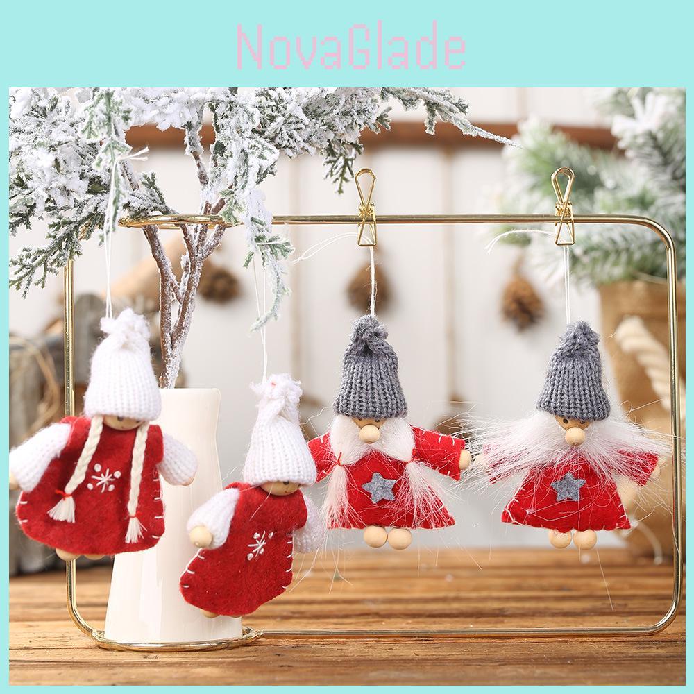 Adorable Wooden Bead Foot Doll Christmas Ornaments For Kids Perfect Holiday Decor