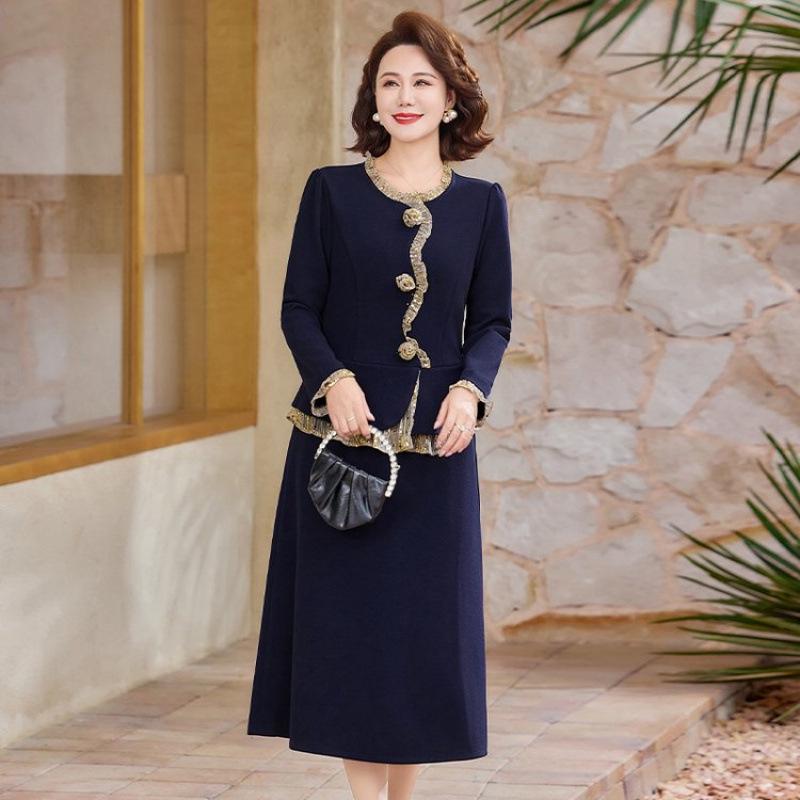 

2026 Women s Bestseller: Chic Spring/Autumn Dress with Thirteen Stripes - Luxurious Faux Two-Piece, Perfect with a Coat 3XL [Recommended 120-130 jin]