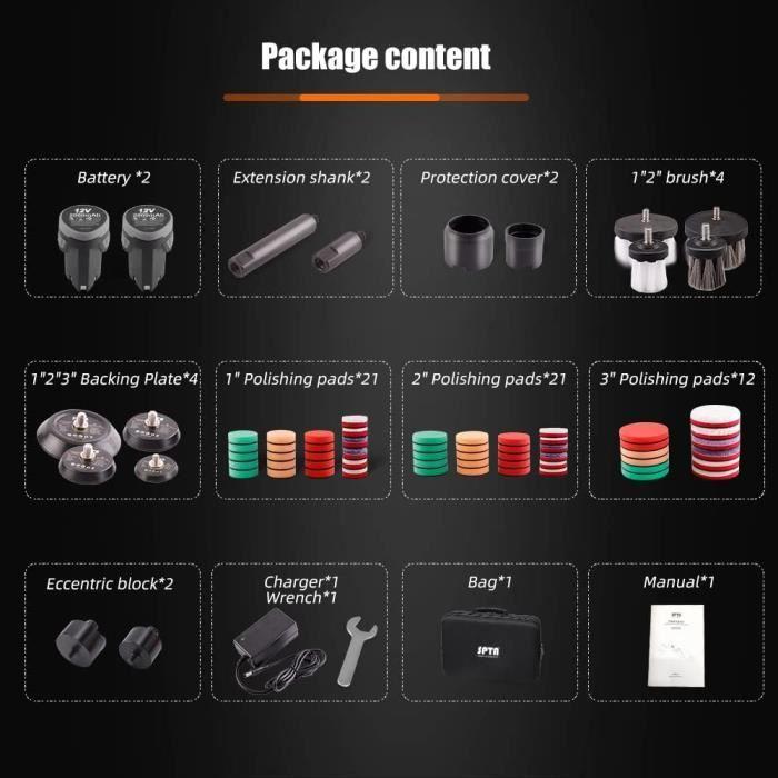 Polisseuse - SPTA - Mini Polisseur Sans Fil - 12V - 6 Vitesses - Orbitale