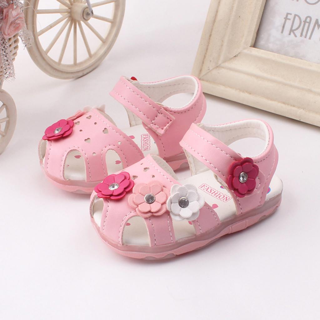 Toddler Infant Kids Baby Girls Flowers LED Luminous Shoes  Sandals
