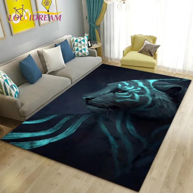 3D Cartoon Dier Luipaard Jachtluipaard Gebiedskleed Tapijt voor Woonkamer Slaapkamer Speelkamer Sofa decoratie huis Antislipkleed Vloermat Zacht