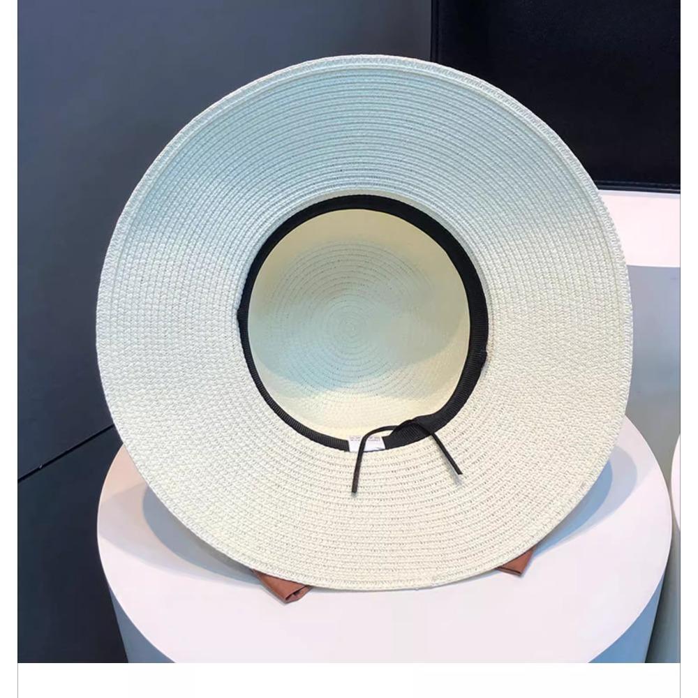 Women's Wide-Brimmed Straw Sun Hat, Summer Beach Hat with Bow, Breathable Foldable, Vacation Accessory