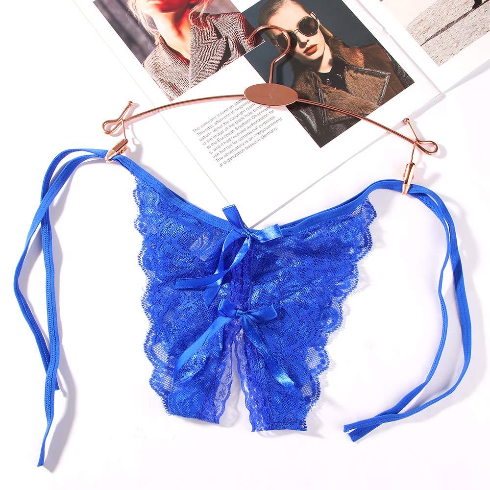 Lace Floral Side Tie Exotic Underpants T-Back T-pants Open Crotch G-string Thongs Panties Briefs