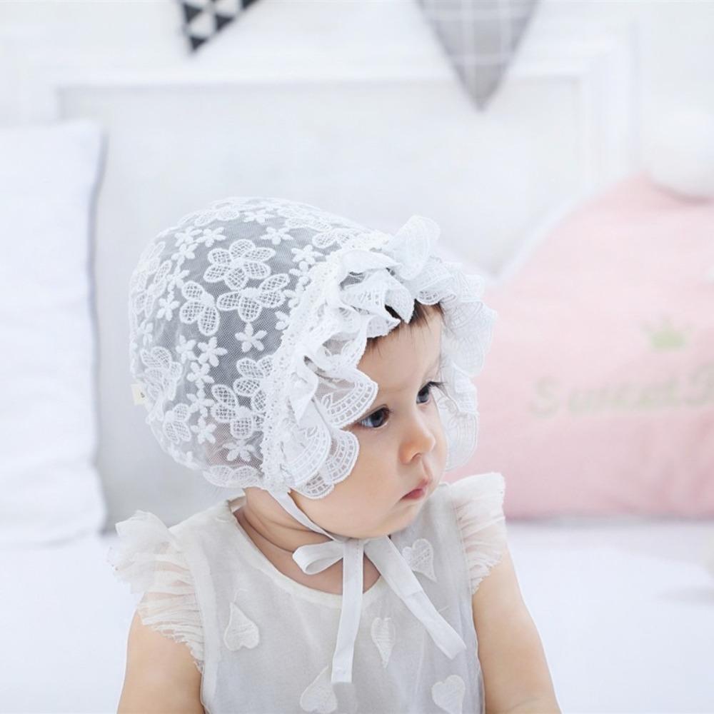 Princess Lace Ruffle Hat Flower Girl Sunhat Breathable Baby Lace Hat  Infant Girls