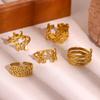 New Gold Color Rings For Women Geometric Flower Minimalist Stainless Steel Anillos Waterproof Butterfly Jewelry Elegant Her Gift
