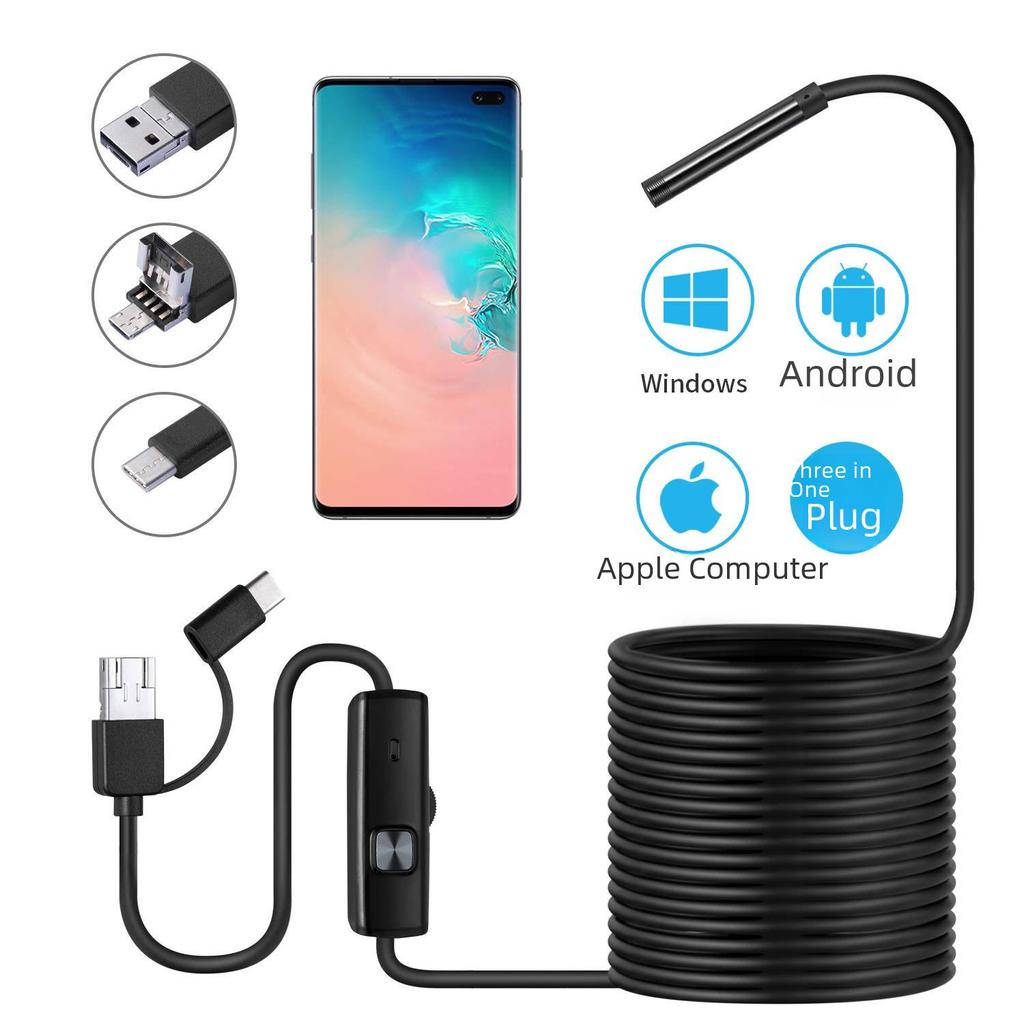 "3-in-1 HD Mobile Endoscope Camera: Industrial Pipe Inspection, Underwater, Car Repair"