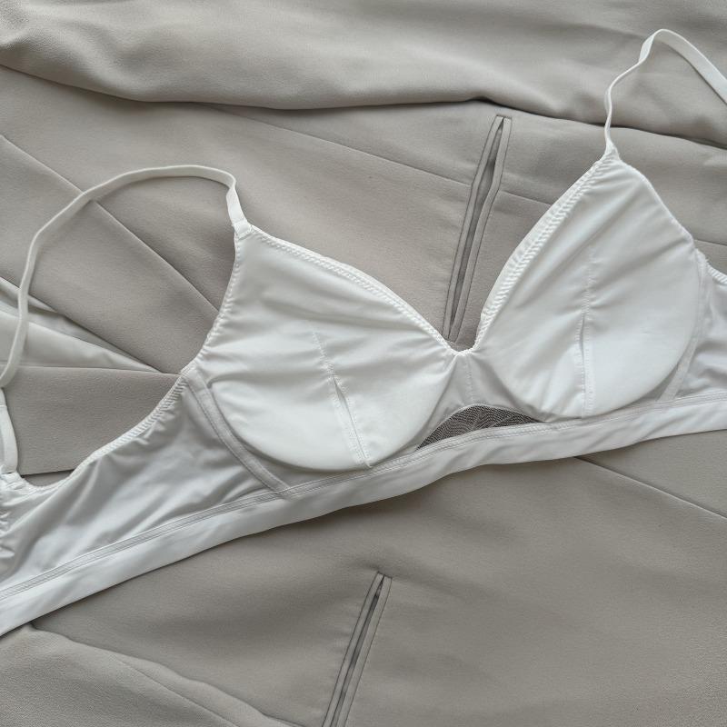 Summer thin small chest gathering underwear comfortable without steel ring satin breathable thin shoulder strap hollow bra cover leopard print