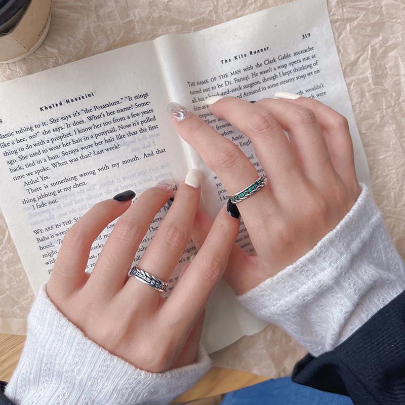 Elegant Retro Geometric Copper Ring For Women With Adjustable Open Design For Fashionable Style